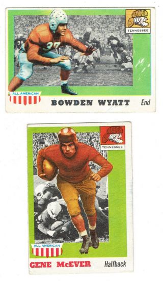 1955 Topps Football All American College 2 Cards Tennessee Players Wyatt Mcever