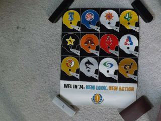 1974 World Football League Helmet Poster - Wfl - 17 " X 21 3/4 "