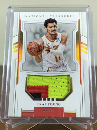 2018 - 19 National Treasures Trae Young Rookie Materials Rc Jersey Patch Prime /25
