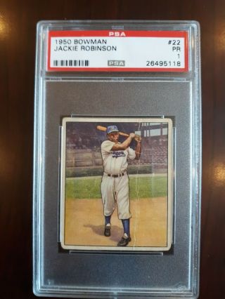 1950 Bowman Jackie Robinson 22 Psa 1 Bright Colors And Well Centered