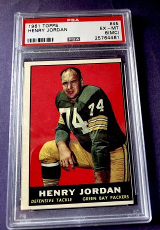 1961 Topps Henry Jordan 45 Rc - Psa 6 (mc) - Packers -