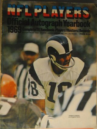 1969 Nfl Players Official Autograph Yearbook - Los Angeles Rams Roman Gabriel