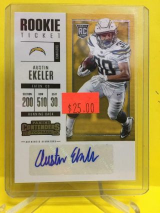 Austin Ekeler 2017 Panini Contenders Rookie Ticket Auto Rc 244 Chargers