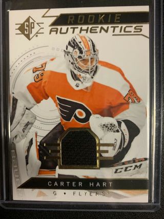 2018 - 19 Carter Hart Sp Authentic Gold Rookie Authentics Game Jersey Flyers