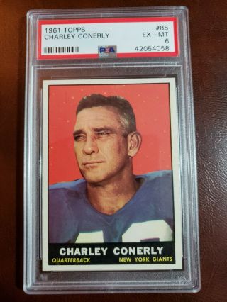 1961 Topps Football 85 Charley Conerly Psa 6 Ex - Mt York Giants Qb