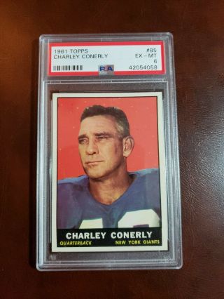 1961 Topps Football 85 Charley Conerly PSA 6 EX - MT York Giants QB 2
