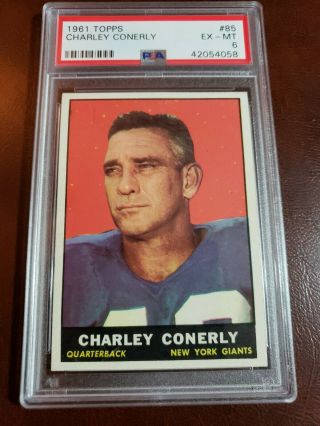 1961 Topps Football 85 Charley Conerly PSA 6 EX - MT York Giants QB 3