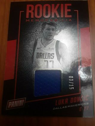 2018 - 19 Panini Luka Doncic Rookie Jersey Ssp Serial Ed 3/15 Mavericks