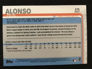 2019 Topps Series 2 475 Pete Alonso RC York Mets Rookie, 2