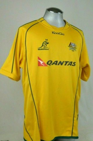 Kooga 2000 Wallabies Australia Yellow Green Qantas Rugby Gear Jersey Shirt Xxl