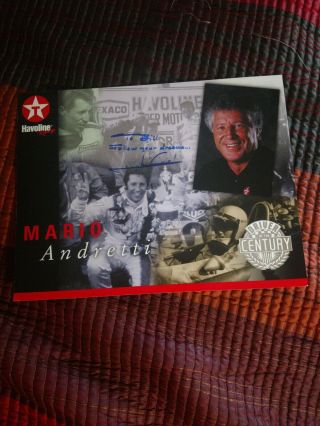 Mario Andretti - Indianapollis 500 - Race Car Driver.  Signed Photo.  On The Back