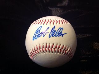 Bob Feller Signed Boardwalk Baseball Non Omlb Auto Cleveland Indians