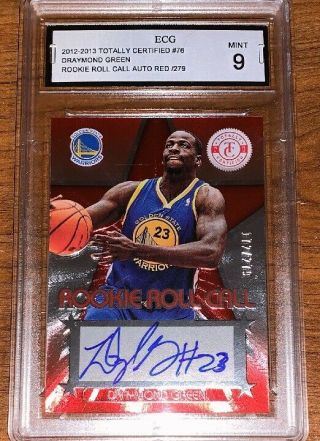 2012 - 13 Draymond Green Totally Certified Red Auto Rc Card 76 /279 Graded 9