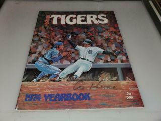 Detroit Tigers 1974 Yearbook Autographed On Cover By Al Kaline