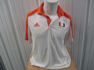 Adidas Um Miami Hurricanes Football Large Sewn Collar Polo Shirt Pre - Owned
