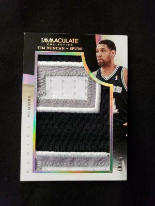 Tim Duncan 2013 - 14 Immaculate Numbers Game - Worn Patch 15/42 Spurs Panini