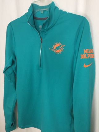 0619105 Nike Dri Fit Nfl Team Apparel Miami Dolphins M Blue Pullover 1/4 Zip Top