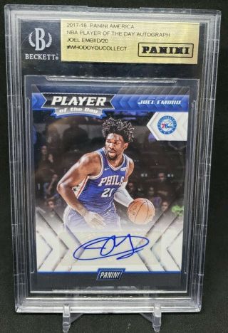 2017 - 18 Panini America Nba Player Of The Day Auto Joel Embiid /20 Autograph Bgs