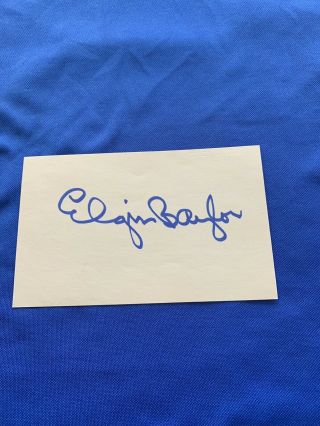 Elgin Baylor Autographed Signed 3x5 Index Card Lakers Hall Of Fame.  Shippin
