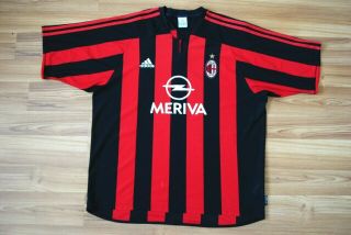 Ac Milan Italy 2003/2004 Home Football Shirt Jersey Maglia Adidas Opel Xlarge