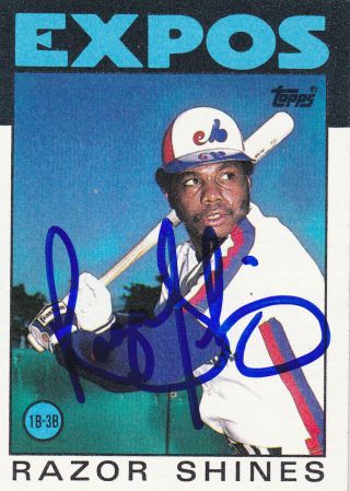 Razor Shines Montreal Expos Signed 1986 Topps Baseball Card Chicago White Sox