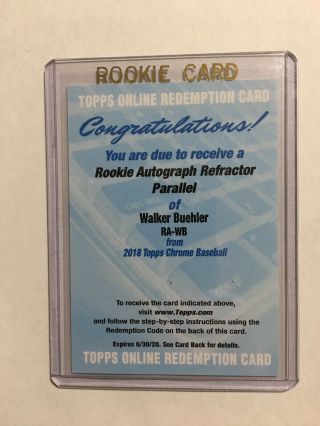 Walker Buehler 2018 Topps Chrome Refractor Auto /499 Los Angeles Dodgers