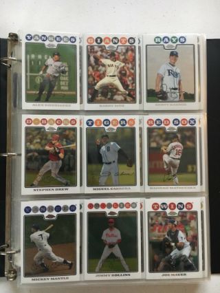 2008 Topps Chrome Baseball Complete Set 1 - 239 Plus Rookies And Autos In Binder