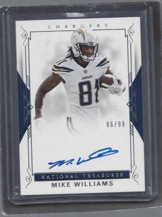 Mike Williams 2017 National Treasures Chargers On Card Auto Rc D 86/99