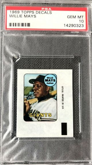 1969 Topps Decal Willie Mays Psa 10 Gem