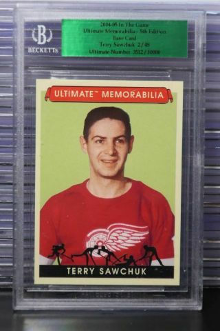 2004 - 05 In The Game Ultimate Memorabilia Terry Sawchuk Base Card 2/45 Bb