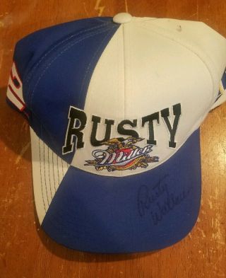 Rusty Wallace Autographed Miller Hat Cap Nascar