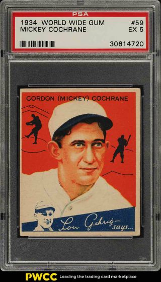 1934 Goudey World Wide Gum Mickey Cochrane 59 Psa 5 Ex (pwcc)