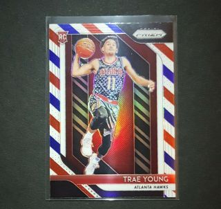 Trae Young - 2018 - 19 Panini Prizm Red White Blue Refractor Rc Rookie Hawks Nm