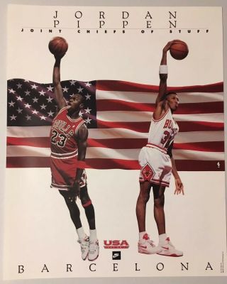 1992 Michael Jordan Nike Pippen Poster 16x20 Barcelona Olympics Usa Dream Team