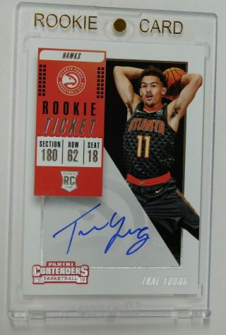 Trae Young Rc Auto - 2018 - 19 Panini Contenders Rookie Ticket Basketball Card