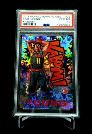2018 - 19 Panini Crown Royale Trae Young Kaboom Rookie Rc Psa 10 Gem Pop 3