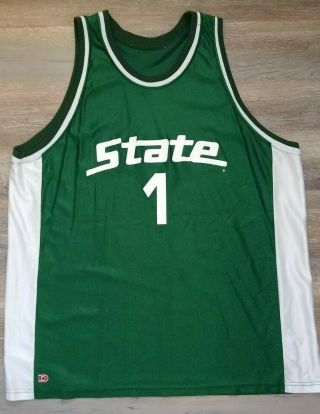 Vintage Msu Michigan State Spartans 1 Basketball Jersey Mens Xxl Made In Usa