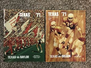 Two (2) Vintage 1971 University Of Texas Football Programs (baylor & Oregon)