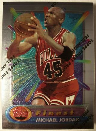 1994 - 95 Topps Finest Michael Jordan 331 In Jersey 45 W/ Protector Peel Coating