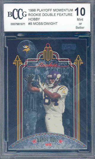 1998 Playoff Momentum Rookie Double 8 Randy Moss Tim Dwight Rookie Bgs Bccg 10