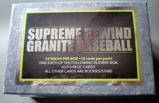 Supreme Rewind Granite Baseball Box 12 Packs Rookies Auto 