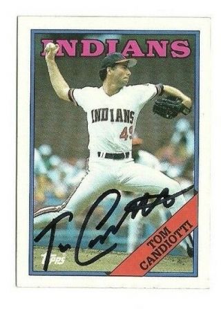 Tom Candiotti 1988 Topps Autographed Auto Signed Card Indians