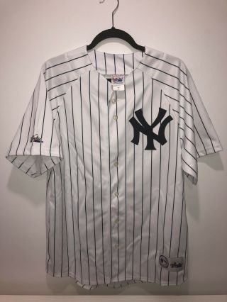 Vtg 1999 Majestic Mlb York Yankees Pinstriped Sewn Baseball Jersey L