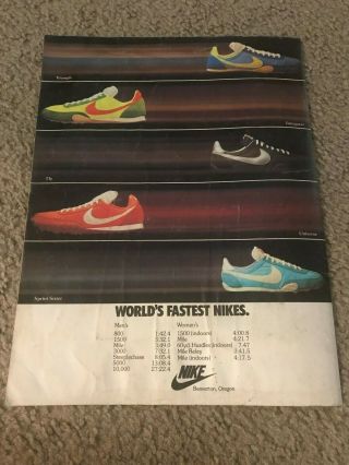 Vintage 1980 Nike Running Shoes Poster Print Ad Triumph Fly Universe Vainqueur