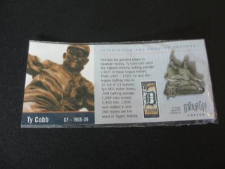 Ty Cobb Detroit Tigers Statue Lapel Pin & Card Sga