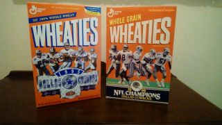 Full Vintage Wheaties Boxes 1992 & 1995 Dallas Cowboys Bowl Xxvii Champs