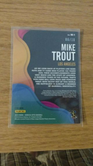 2019 Mike Trout Donruss Optic Gold Mythical 6/10 2