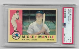 1960 Topps Mickey Mantle York Yankees 350 Baseball Card
