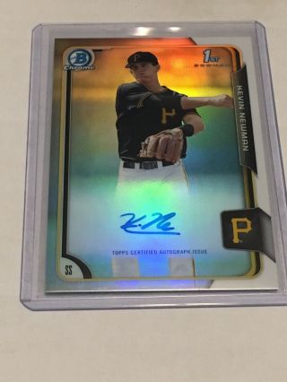2015 Bowman Chrome Kevin Newman Rc Refractor Auto Pirates Rookie Hot
