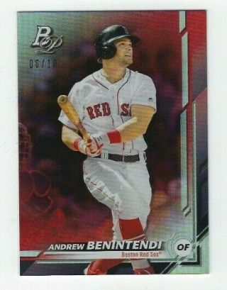 Andrew Benintendi 2019 Bowman Platinum Red Parallel Card /10 Boston Red Sox